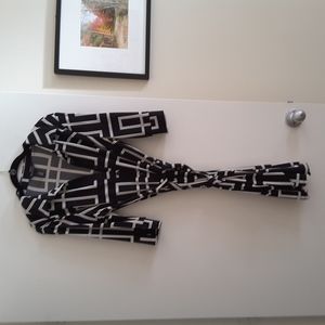 White House Black Market Black and White Geometric Dress